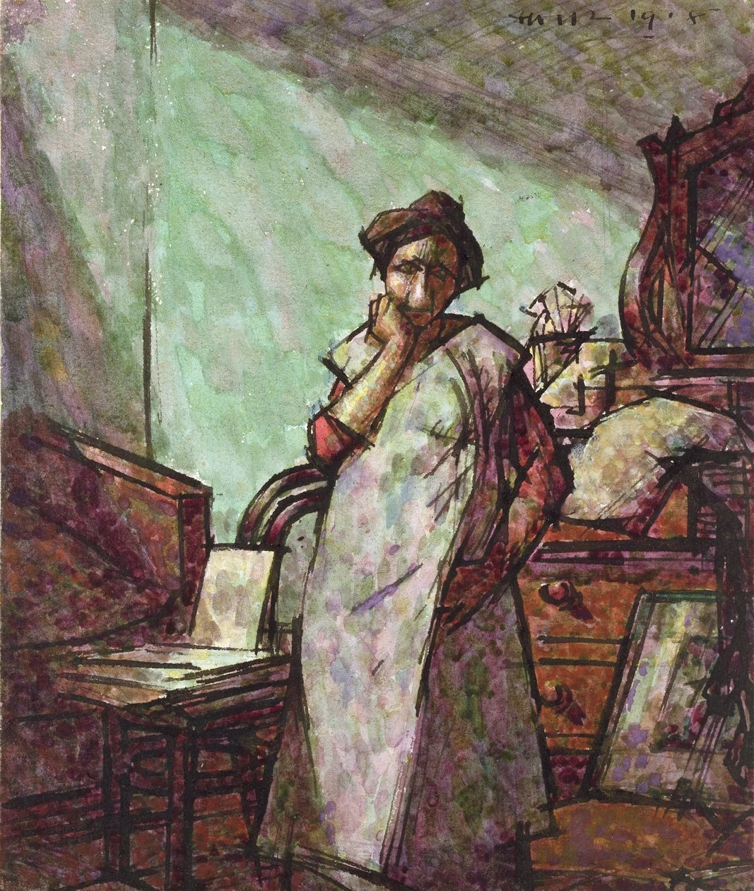 Harold Gilman - Interno con Mrs Mounter in un camice, Ashmolean Museum, University of Oxford